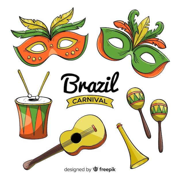 Colección de elementos de carnaval brasileño