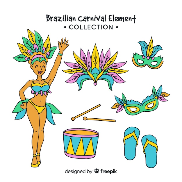 Vector gratuito colección de elementos de carnaval brasileño