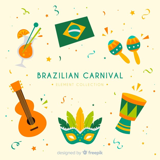 Colección de elementos de carnaval brasileño