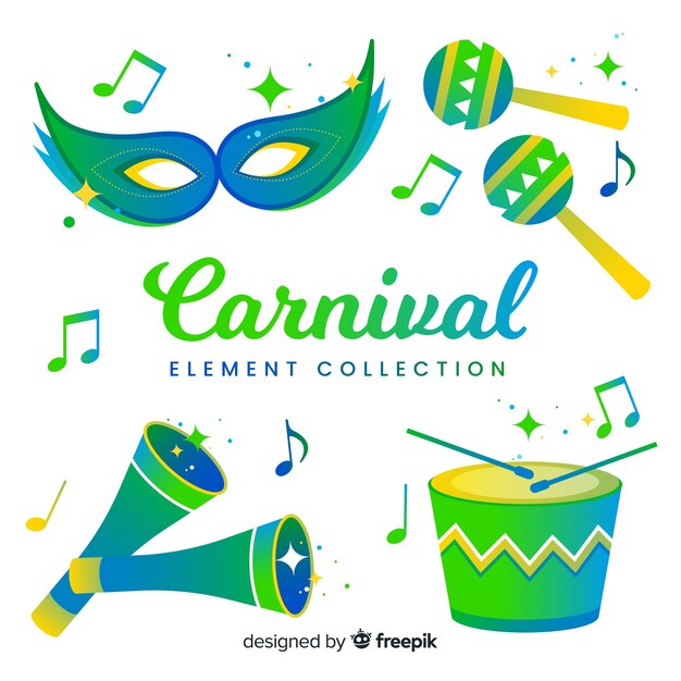 Colección de elementos de carnaval brasileño