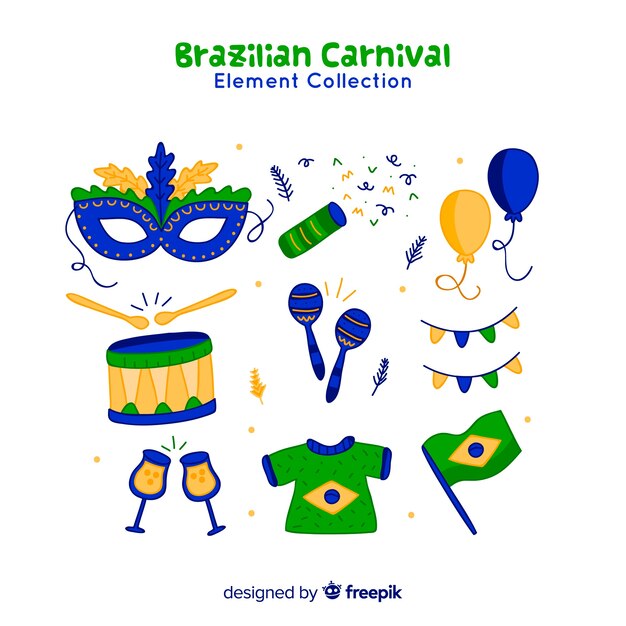 Colección de elementos de carnaval brasileño