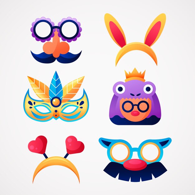 Colección de elementos de carnaval degradados