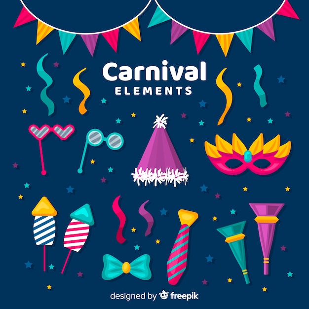 Vector gratuito colección de elementos de carnaval