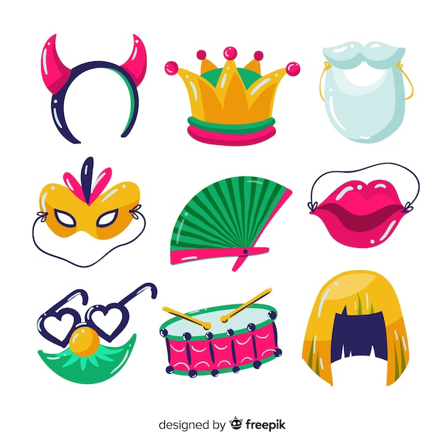 Vector gratuito colección de elementos de carnaval