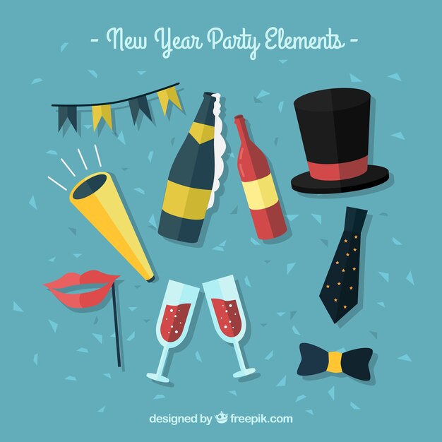 Colección de elementos de celebración de año nuevo