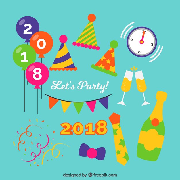 Colección de elementos de celebración de año nuevo
