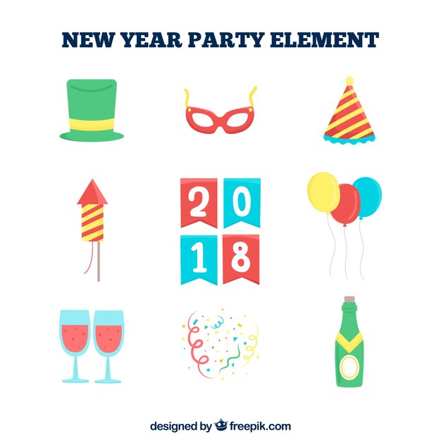 Colección de elementos de celebración de año nuevo 