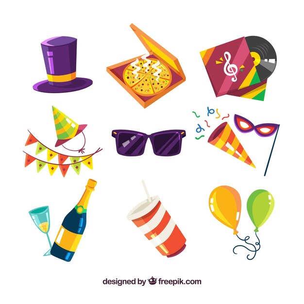 Colección de elementos de celebración de año nuevo 