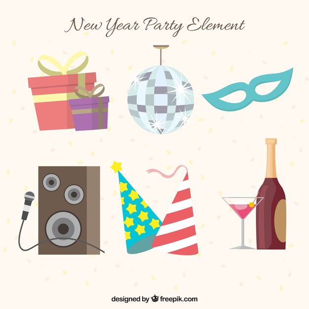 Colección de elementos de celebración de año nuevo 