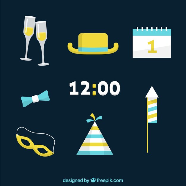 Colección de elementos de celebración de año nuevo 