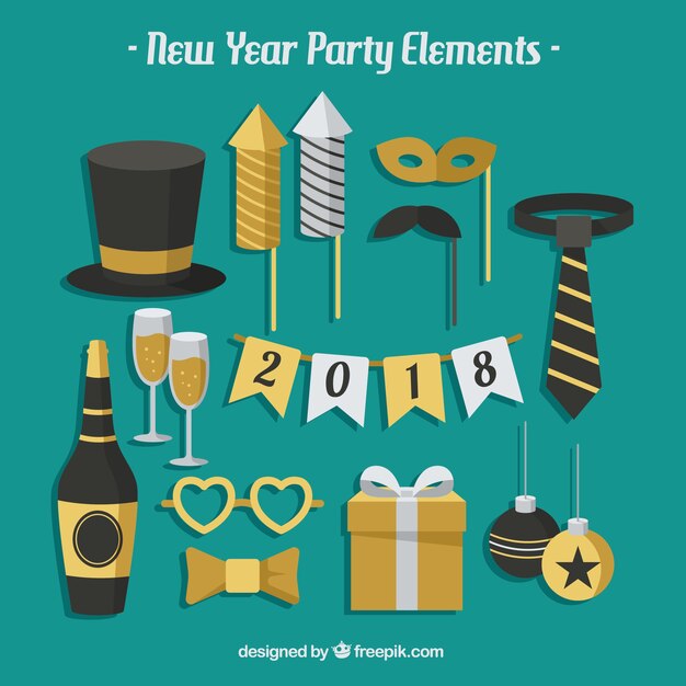 Colección de elementos de celebración de año nuevo 