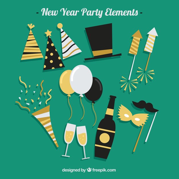 Colección de elementos de celebración de año nuevo