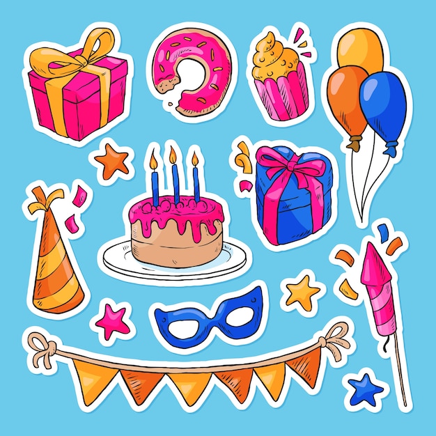 Colección de elementos de celebración de feliz cumpleaños