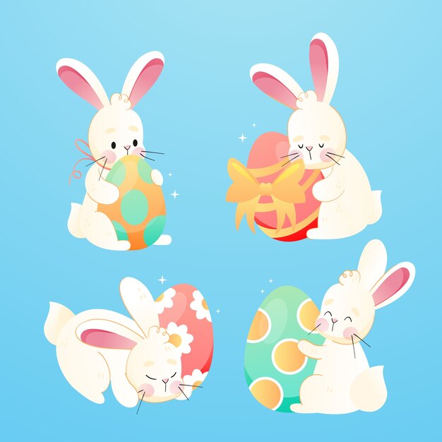 Colección de elementos de celebración de pascua degradados