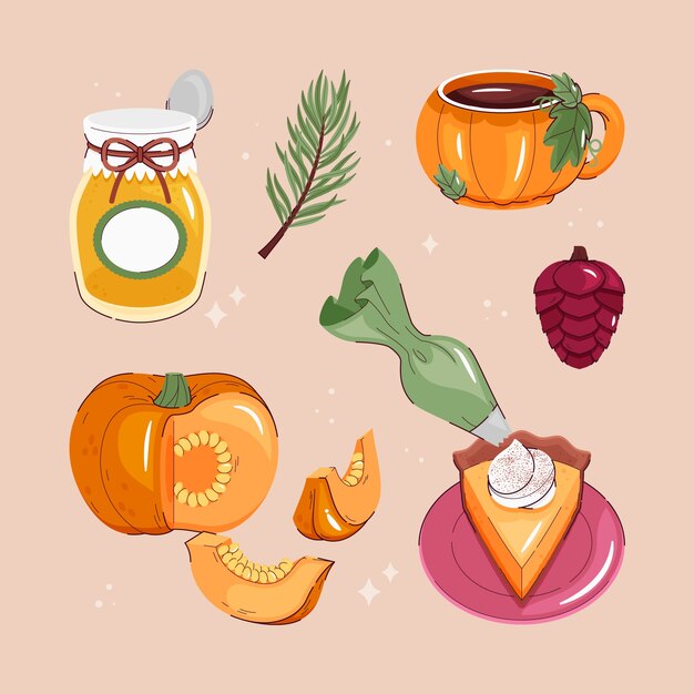 Colección de elementos para la celebración de la temporada de otoño.