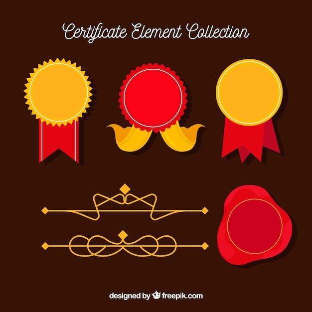 Vector gratuito colección de elementos de certificado en estilo plano