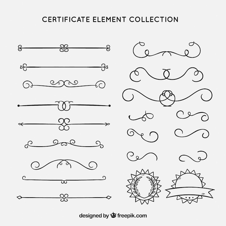 Vector gratuito colección de elementos de certificado con ornamentos