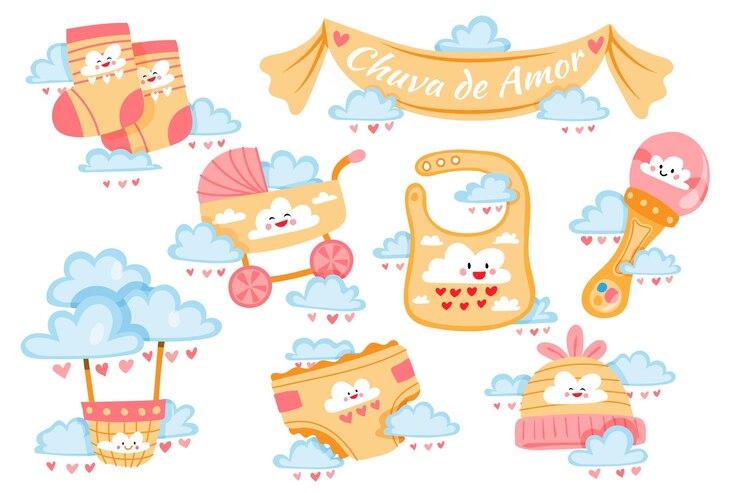 Vector gratuito colección elementos chuva de amor dibujados a mano