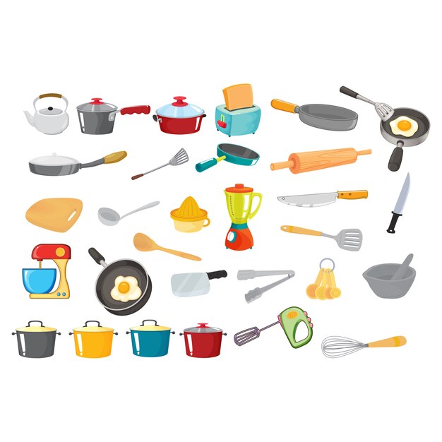 Colección de elementos de cocina