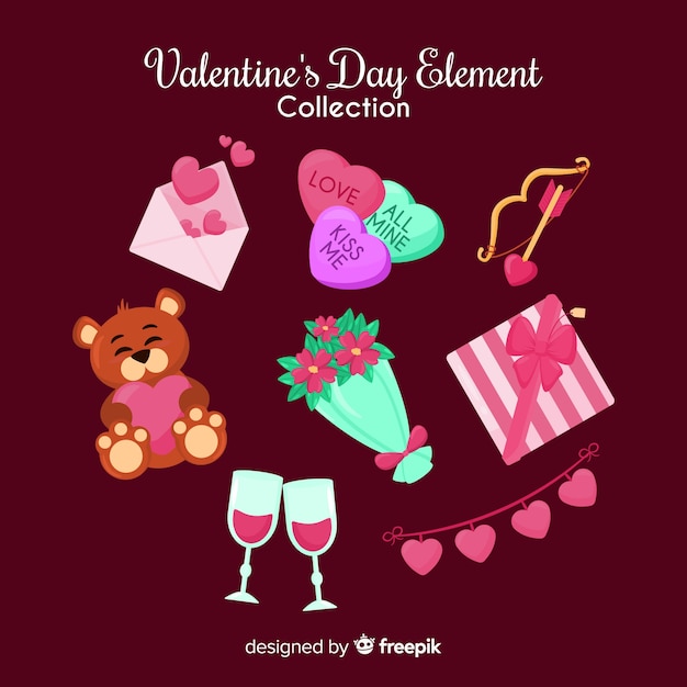 Colección elementos coloridos día de san valentín