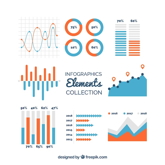 Colección de elementos coloridos de infografía en estilo plano