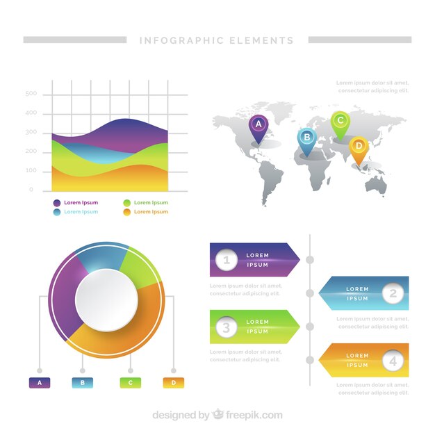 Colección de elementos coloridos de infografía