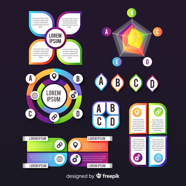 Colección elementos coloridos infografía