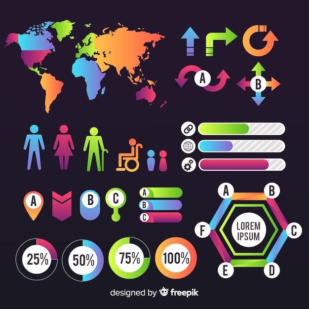 Vector gratuito colección elementos coloridos infografía