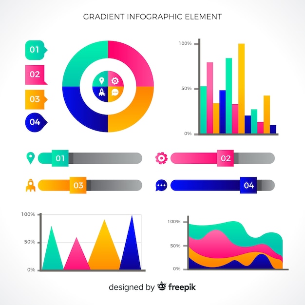 Vector gratuito colección elementos coloridos infografía