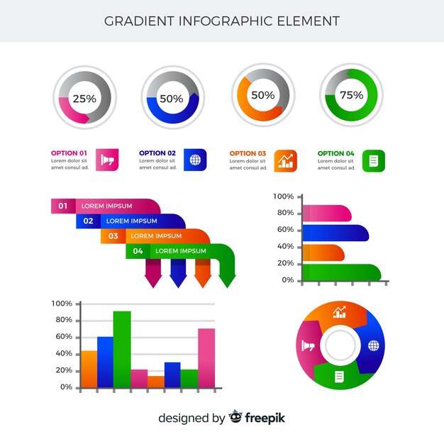 Colección elementos coloridos infografía