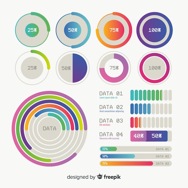 Vector gratuito colección elementos coloridos infografía