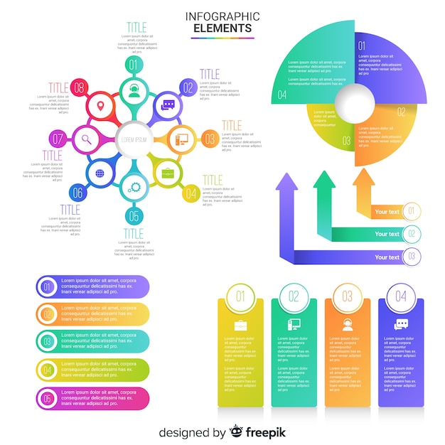 Colección elementos coloridos infografía