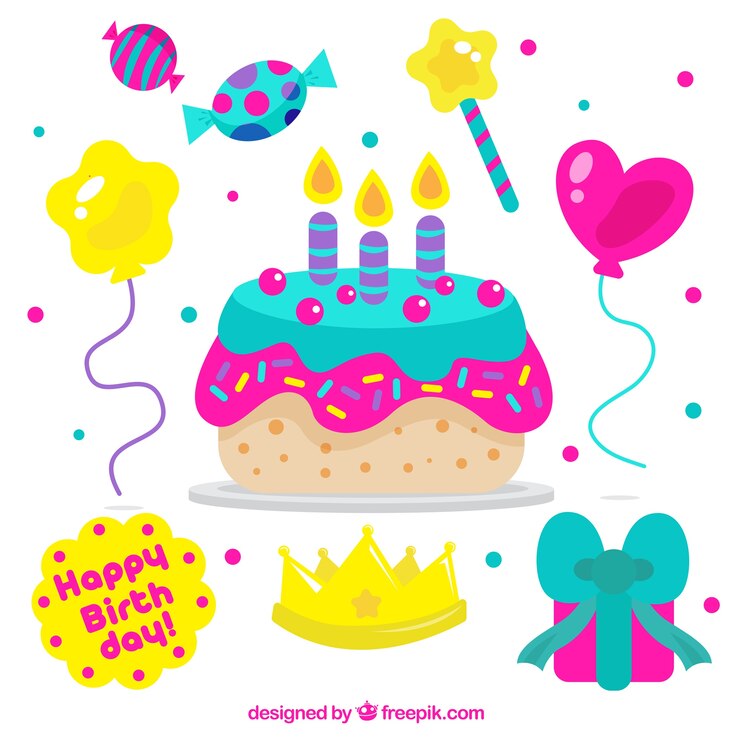 Vector gratuito colección de elementos de cumpleaños en estilo plano