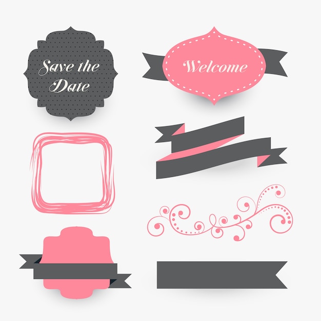 colección de elementos de decoración de boda vintage