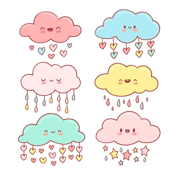 Colección de elementos de decoración chuva de amor dibujados a mano