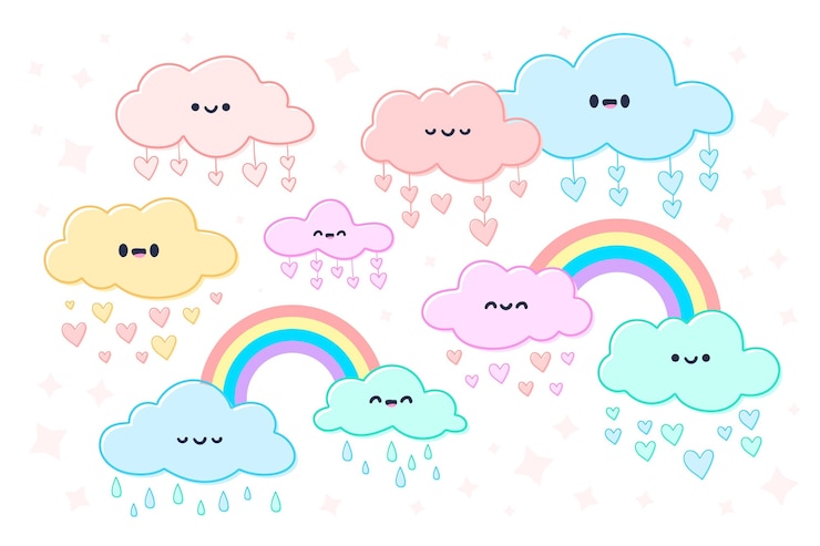 Vector gratuito colección de elementos de decoración chuva de amor dibujados a mano