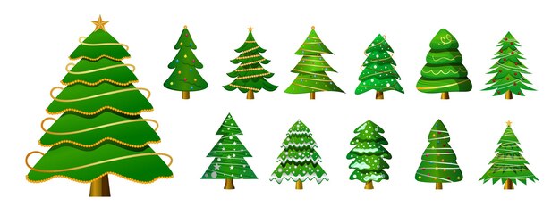 Colección de elementos decorativos del árbol de navidad para el diseño navideño