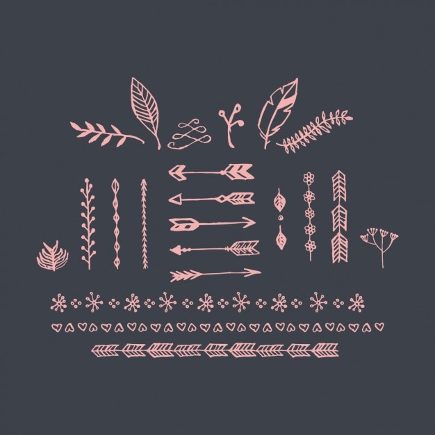 Vector gratuito colección de elementos decorativos dibujados a mano