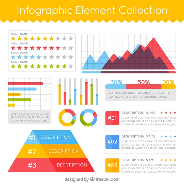 Colección de elementos decorativos en diseño plano para infografías