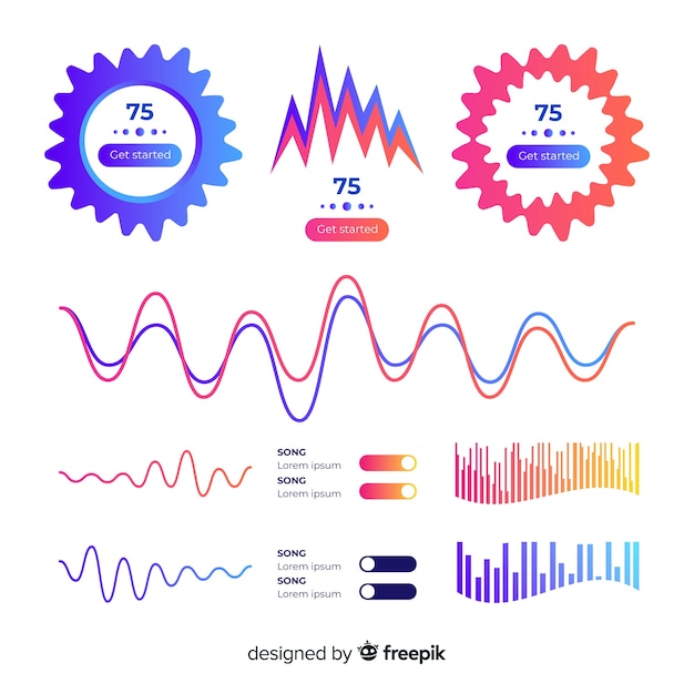 Vector gratuito colección de elementos de degradado del tablero