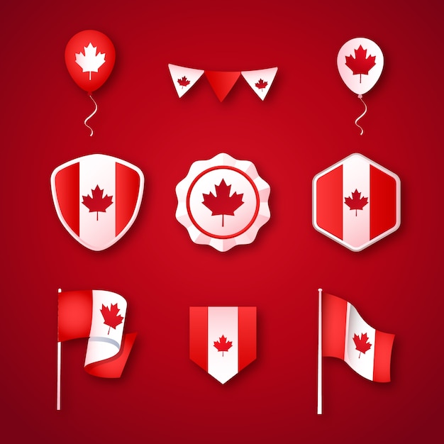 Vector gratuito colección de elementos degradados para la celebración del día de canadá