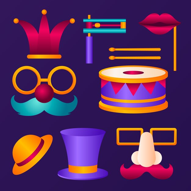 Colección de elementos degradados para la celebración navideña de purim