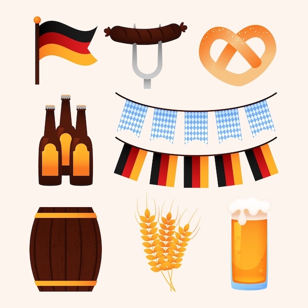 Vector gratuito colección de elementos degradados para la celebración del oktoberfest