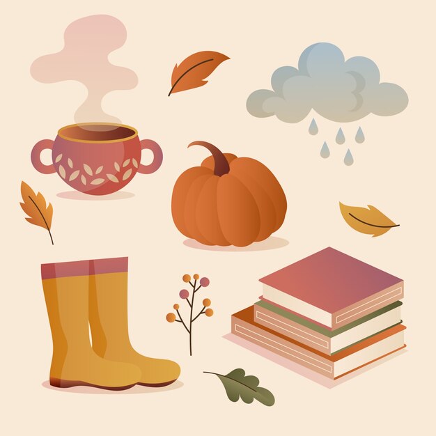 Colección de elementos degradados para la celebración de otoño