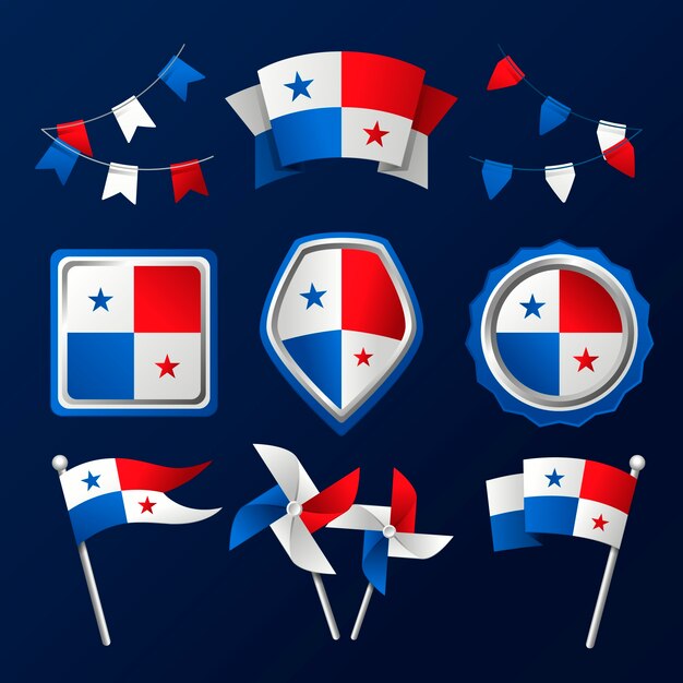 Colección de elementos degradados del día de la independencia de panamá