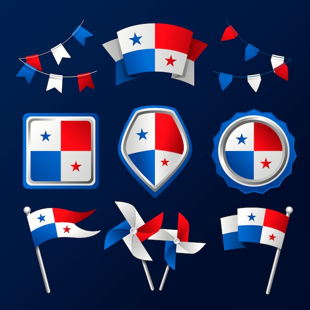 Colección de elementos degradados del día de la independencia de panamá