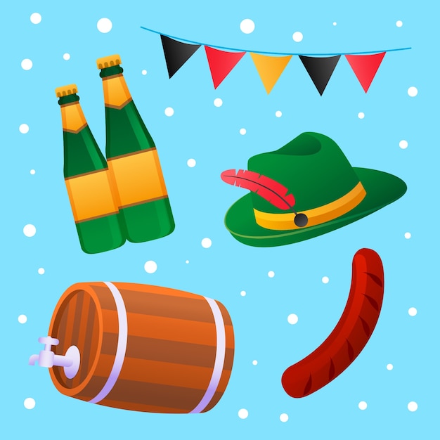 Colección de elementos degradados para el festival oktoberfest