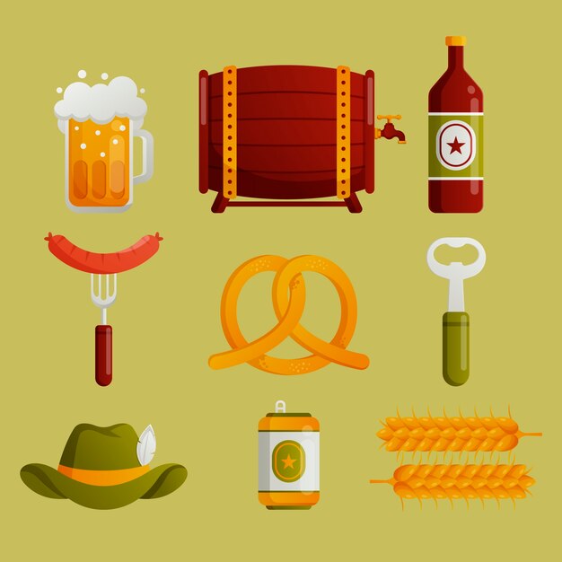 Colección de elementos degradados para el festival oktoberfest