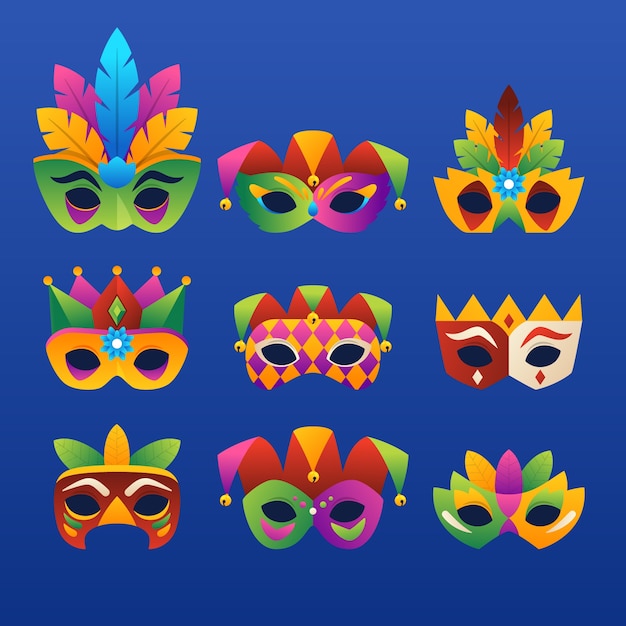 Vector gratuito colección de elementos degradados para la fiesta de carnaval