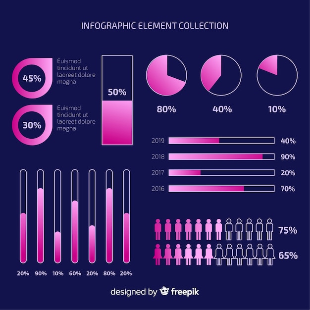 Colección elementos degradados infografía